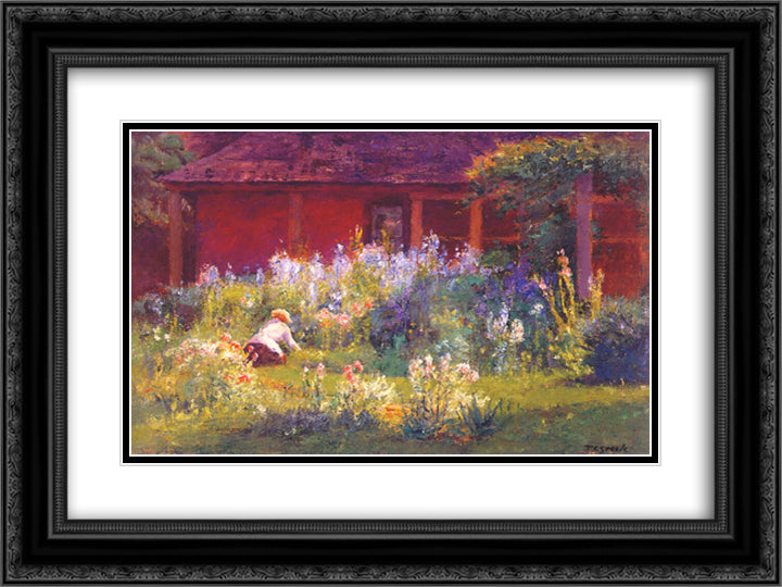 Selma in the Garden 24x18 Black Ornate Wood Framed Art Print Poster with Double Matting by Steele, T. C.