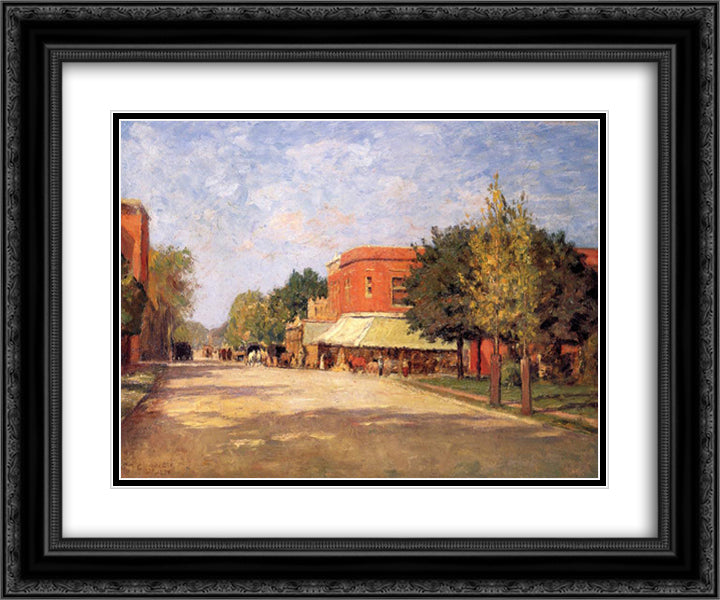 Street Scene 24x20 Black Ornate Wood Framed Art Print Poster with Double Matting by Steele, T. C.