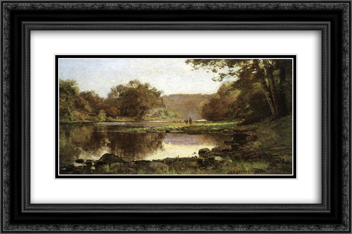 The Creek 24x16 Black Ornate Wood Framed Art Print Poster with Double Matting by Steele, T. C.