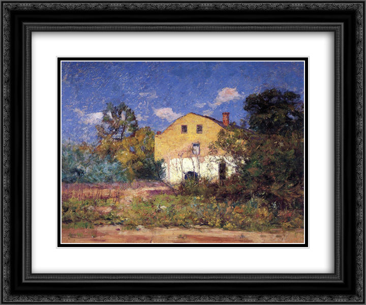 The Grist Mill 24x20 Black Ornate Wood Framed Art Print Poster with Double Matting by Steele, T. C.