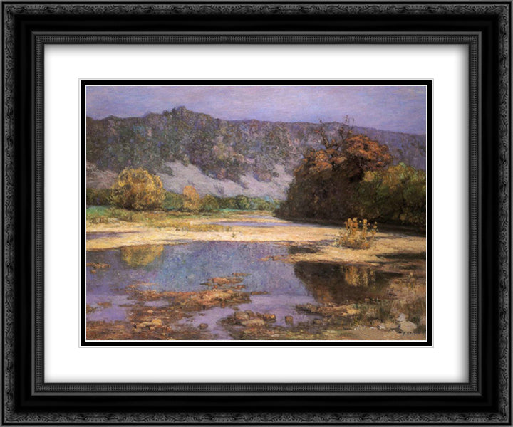 The Muscatatuck 24x20 Black Ornate Wood Framed Art Print Poster with Double Matting by Steele, T. C.