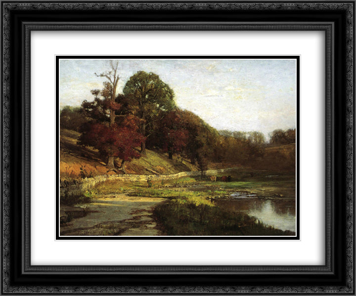 The Oaks of Vernon 24x20 Black Ornate Wood Framed Art Print Poster with Double Matting by Steele, T. C.