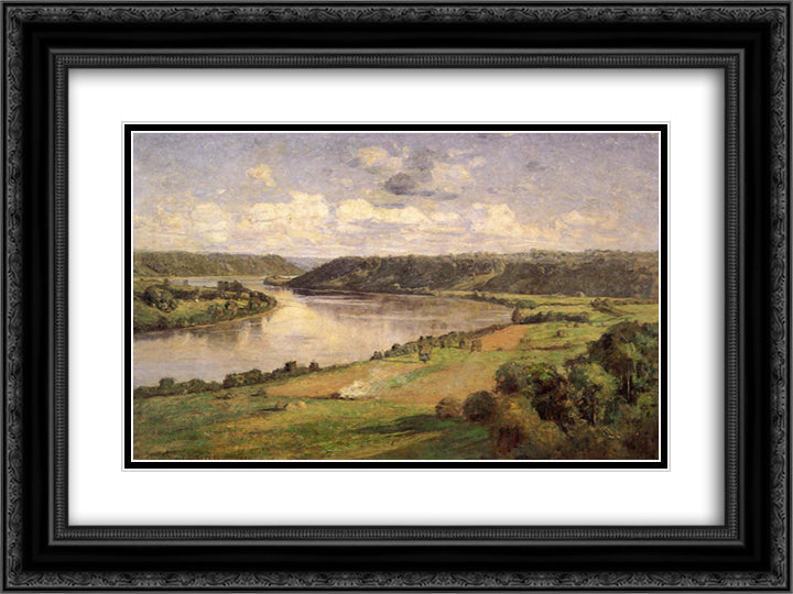 The Ohio river from the College Campus, Honover 24x18 Black Ornate Wood Framed Art Print Poster with Double Matting by Steele, T. C.