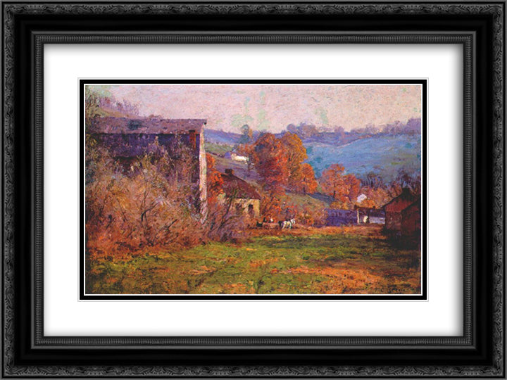 The Old Mills 24x18 Black Ornate Wood Framed Art Print Poster with Double Matting by Steele, T. C.