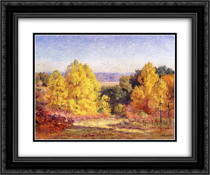 The Poplars 24x20 Black Ornate Wood Framed Art Print Poster with Double Matting by Steele, T. C.
