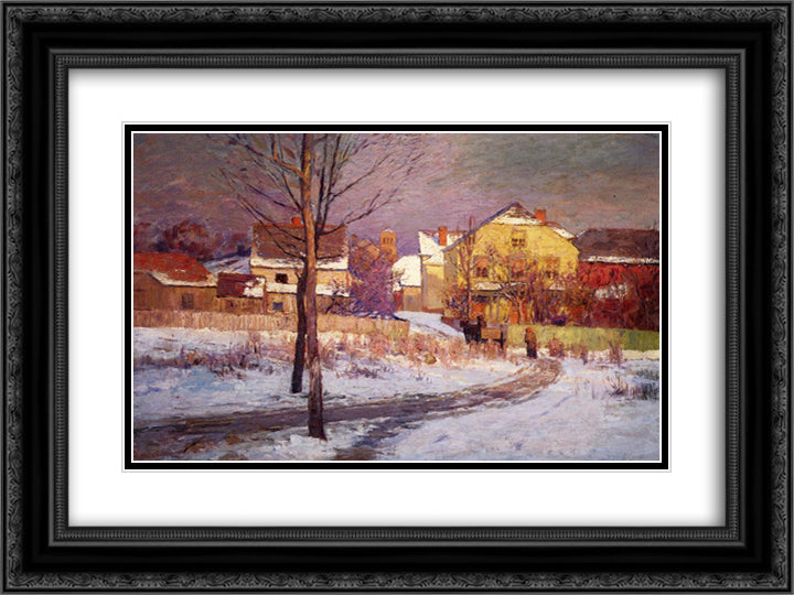 Tinker Place 24x18 Black Ornate Wood Framed Art Print Poster with Double Matting by Steele, T. C.