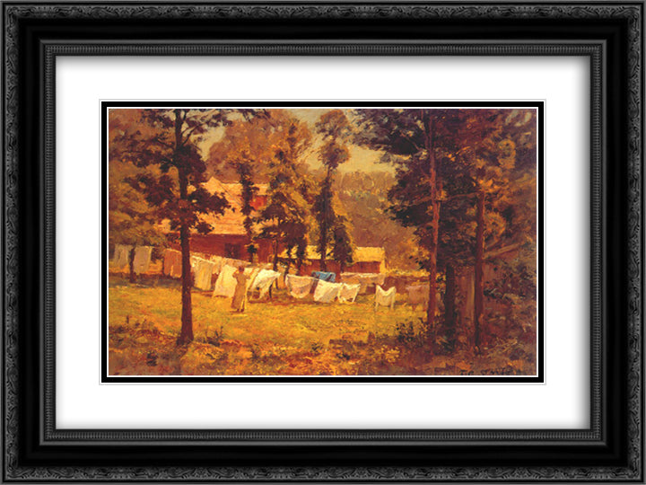 Weekly Wash 24x18 Black Ornate Wood Framed Art Print Poster with Double Matting by Steele, T. C.