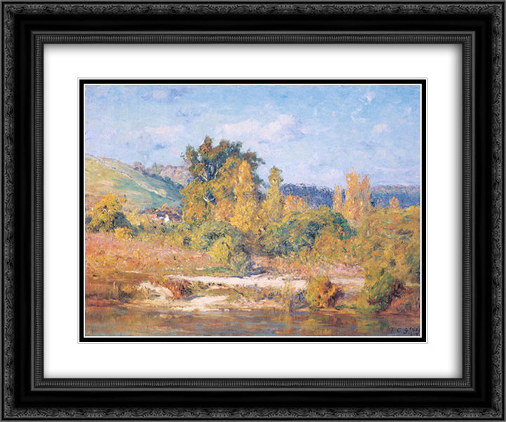 White water River. Brookville 24x20 Black Ornate Wood Framed Art Print Poster with Double Matting by Steele, T. C.