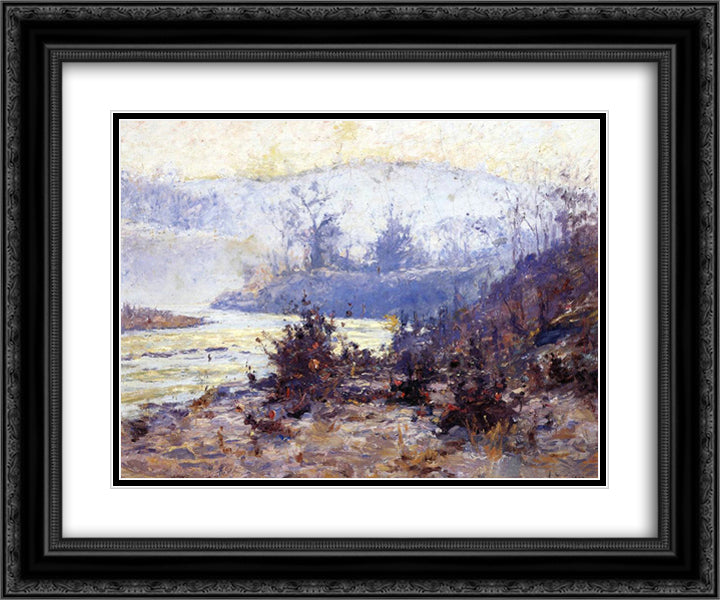 Whitewater River 24x20 Black Ornate Wood Framed Art Print Poster with Double Matting by Steele, T. C.