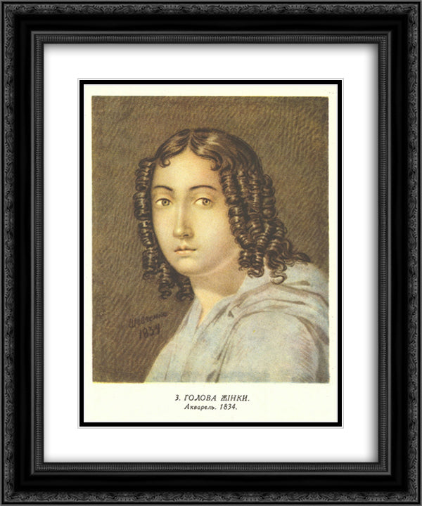 Head of a woman 20x24 Black Ornate Wood Framed Art Print Poster with Double Matting by Shevchenko, Taras