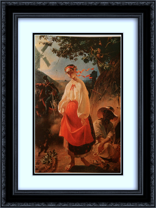 Kateryna 18x24 Black Ornate Wood Framed Art Print Poster with Double Matting by Shevchenko, Taras
