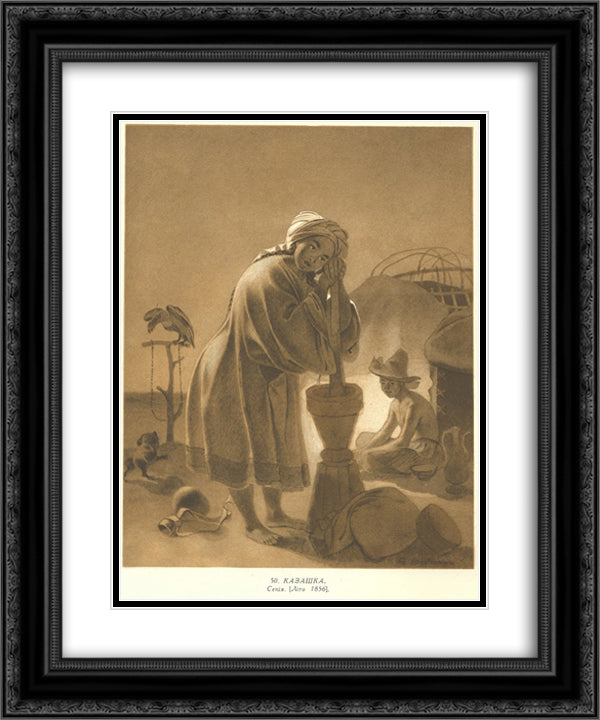 Kazakh woman 20x24 Black Ornate Wood Framed Art Print Poster with Double Matting by Shevchenko, Taras