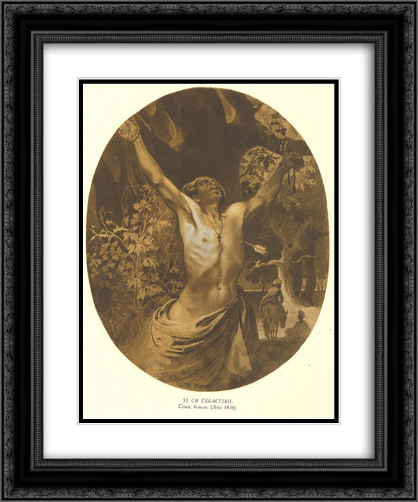 St. Sebastian 20x24 Black Ornate Wood Framed Art Print Poster with Double Matting by Shevchenko, Taras