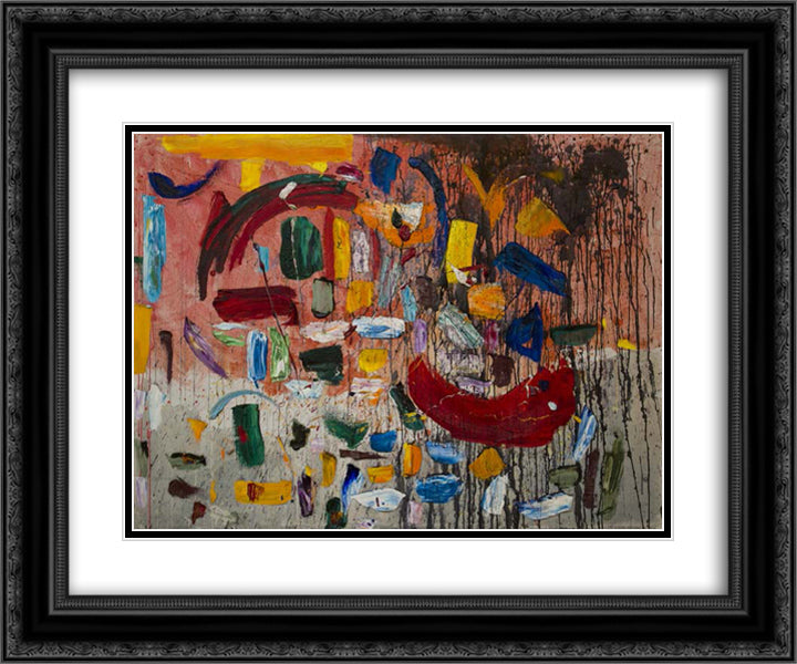 Abstract 24x20 Black Ornate Wood Framed Art Print Poster with Double Matting by Yamamoto, Taro