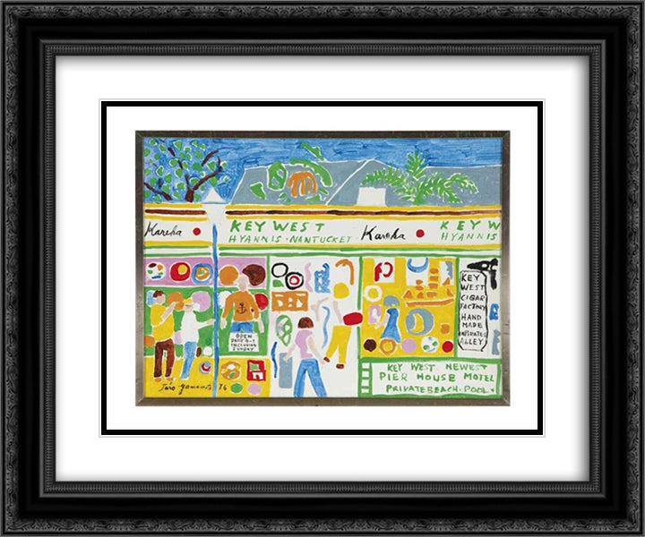 Key West 24x20 Black Ornate Wood Framed Art Print Poster with Double Matting by Yamamoto, Taro