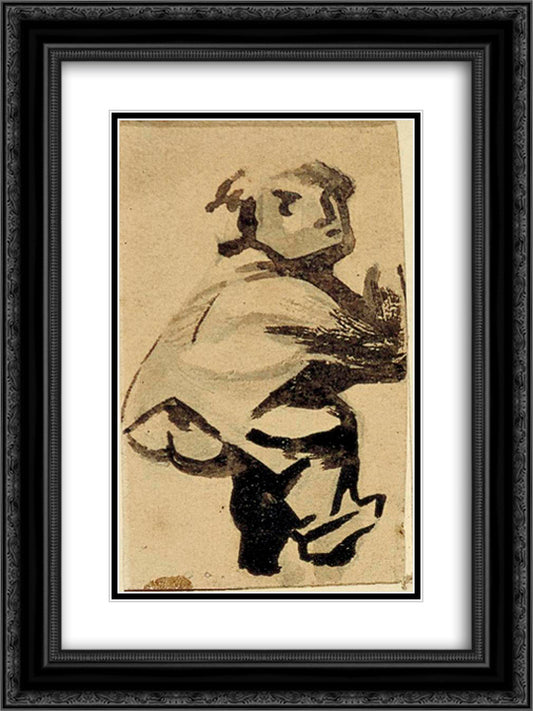 A Child 18x24 Black Ornate Wood Framed Art Print Poster with Double Matting by Doesburg, Theo van