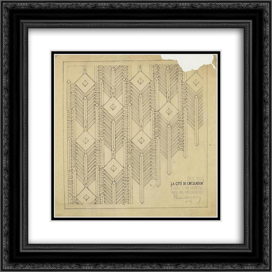 City Traffic 20x20 Black Ornate Wood Framed Art Print Poster with Double Matting by Doesburg, Theo van