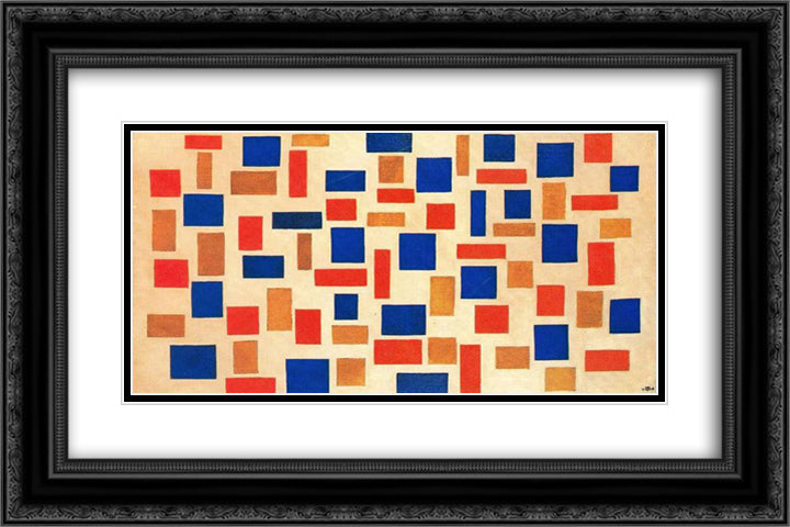 Composition 24x16 Black Ornate Wood Framed Art Print Poster with Double Matting by Doesburg, Theo van