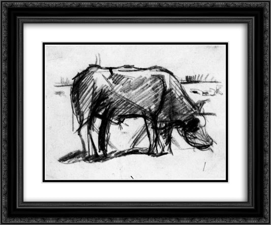 Composition (The Cow) 24x20 Black Ornate Wood Framed Art Print Poster with Double Matting by Doesburg, Theo van