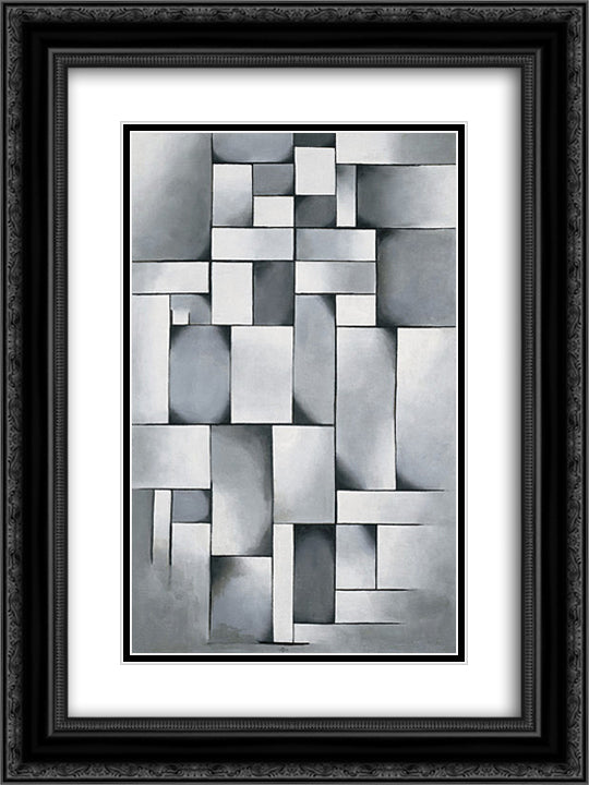 Composition in gray (Rag Time) 18x24 Black Ornate Wood Framed Art Print Poster with Double Matting by Doesburg, Theo van