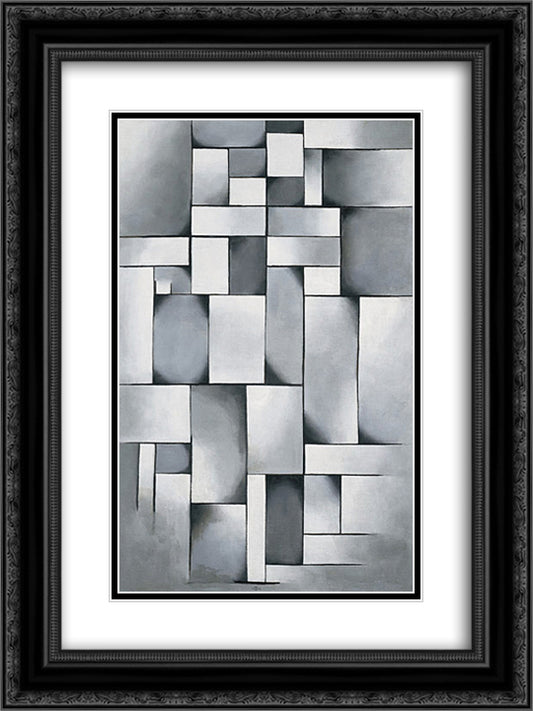 Composition in gray (Rag Time) 18x24 Black Ornate Wood Framed Art Print Poster with Double Matting by Doesburg, Theo van