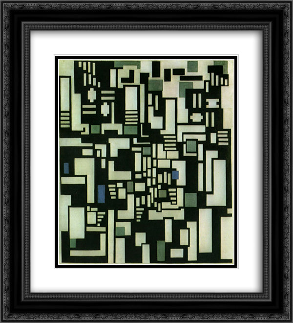 Composition IX, opus 18, 1917 20x22 Black Ornate Wood Framed Art Print Poster with Double Matting by Doesburg, Theo van