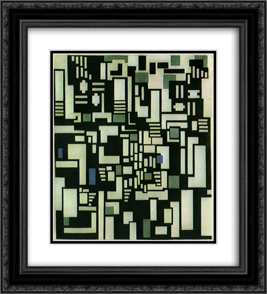 Composition IX, opus 18, 1917 20x22 Black Ornate Wood Framed Art Print Poster with Double Matting by Doesburg, Theo van