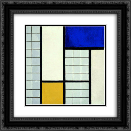Composition with half values 20x20 Black Ornate Wood Framed Art Print Poster with Double Matting by Doesburg, Theo van