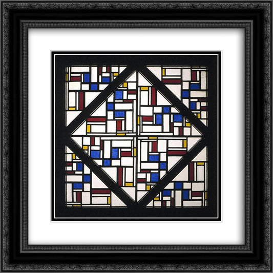 Composition with window with coloured glass III 20x20 Black Ornate Wood Framed Art Print Poster with Double Matting by Doesburg, Theo van