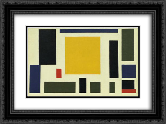 Composition XIII 24x18 Black Ornate Wood Framed Art Print Poster with Double Matting by Doesburg, Theo van