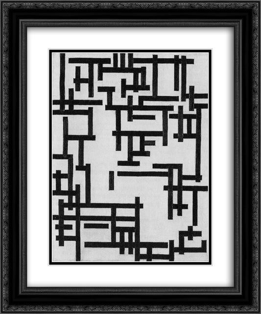 Composition XIII (Woman in studio) 20x24 Black Ornate Wood Framed Art Print Poster with Double Matting by Doesburg, Theo van
