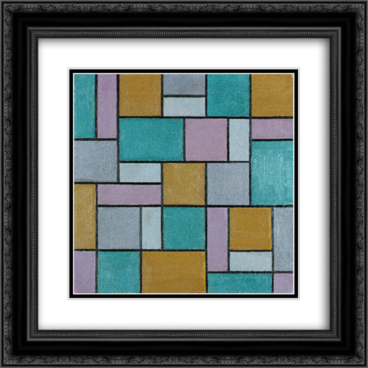 Composition XVII 20x20 Black Ornate Wood Framed Art Print Poster with Double Matting by Doesburg, Theo van