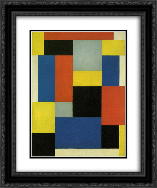 Composition XX 20x24 Black Ornate Wood Framed Art Print Poster with Double Matting by Doesburg, Theo van