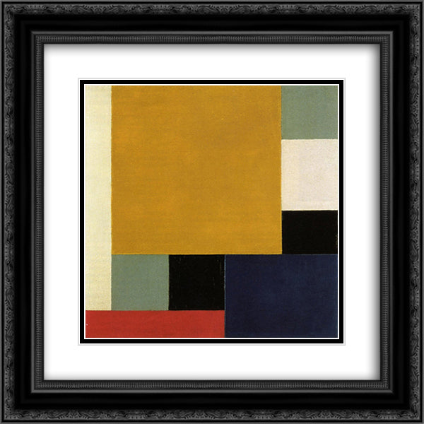Composition XXII 20x20 Black Ornate Wood Framed Art Print Poster with Double Matting by Doesburg, Theo van