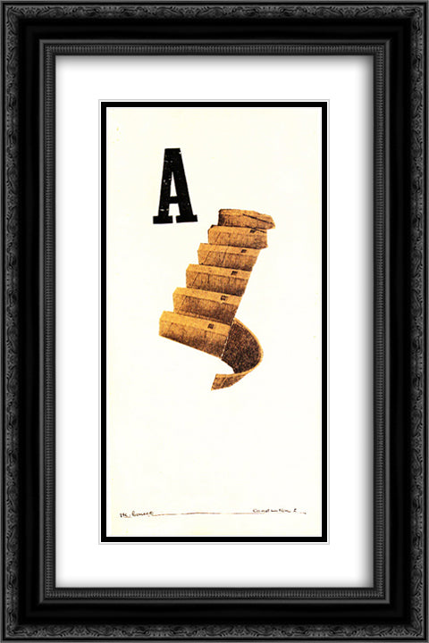 Construction I 16x24 Black Ornate Wood Framed Art Print Poster with Double Matting by Doesburg, Theo van