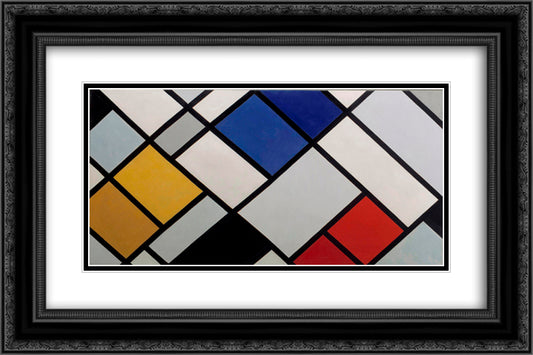 Contra-Composition of Dissonances, XVI 24x16 Black Ornate Wood Framed Art Print Poster with Double Matting by Doesburg, Theo van