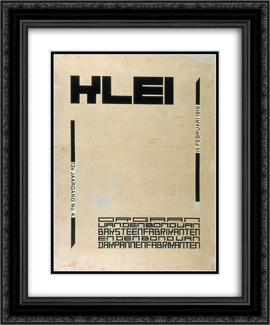 Cover design for magazine Klei 20x24 Black Ornate Wood Framed Art Print Poster with Double Matting by Doesburg, Theo van