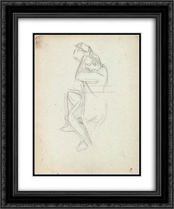 Dancing man from sketchbook 60 20x24 Black Ornate Wood Framed Art Print Poster with Double Matting by Doesburg, Theo van
