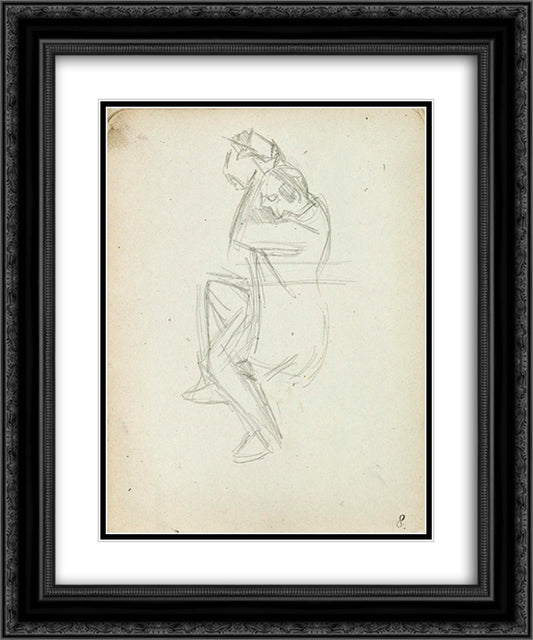 Dancing man from sketchbook 60 20x24 Black Ornate Wood Framed Art Print Poster with Double Matting by Doesburg, Theo van