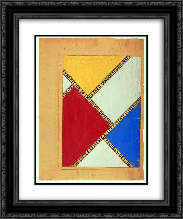 Design for a poster for an exhibition at The Little Review Gallery, New York 20x24 Black Ornate Wood Framed Art Print Poster with Double Matting by Doesburg, Theo van