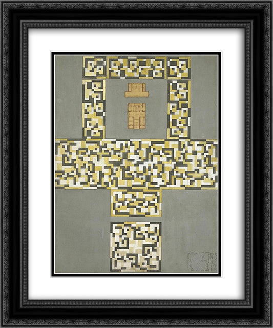 Design for a tile floor, and entrance hall 20x24 Black Ornate Wood Framed Art Print Poster with Double Matting by Doesburg, Theo van
