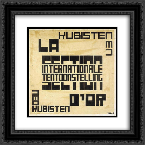 Design for an exhibition poster for La Section d'Or 20x20 Black Ornate Wood Framed Art Print Poster with Double Matting by Doesburg, Theo van