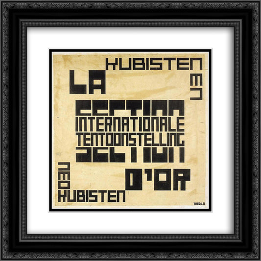 Design for an exhibition poster for La Section d'Or 20x20 Black Ornate Wood Framed Art Print Poster with Double Matting by Doesburg, Theo van