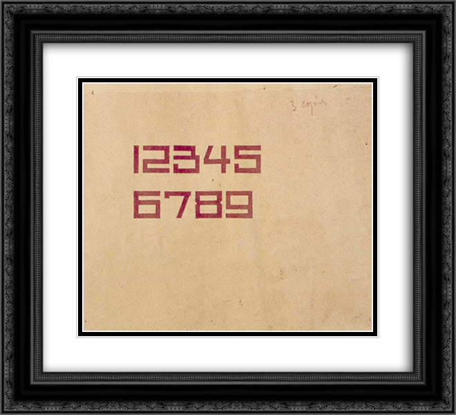 Design for the numbers 1 through 9 22x20 Black Ornate Wood Framed Art Print Poster with Double Matting by Doesburg, Theo van