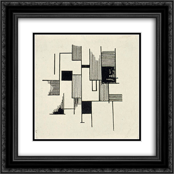 Drawing 20x20 Black Ornate Wood Framed Art Print Poster with Double Matting by Doesburg, Theo van