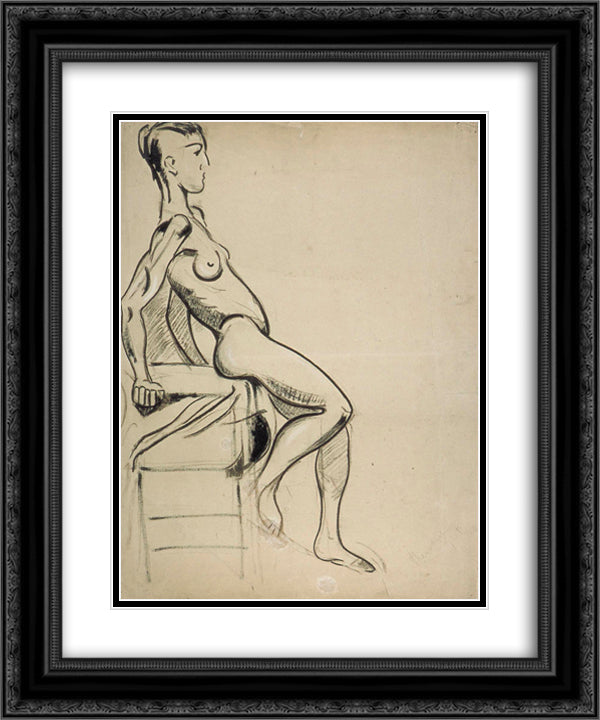 Female nude on a chair 20x24 Black Ornate Wood Framed Art Print Poster with Double Matting by Doesburg, Theo van