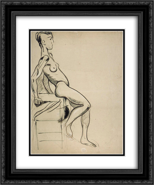 Female nude on a chair 20x24 Black Ornate Wood Framed Art Print Poster with Double Matting by Doesburg, Theo van