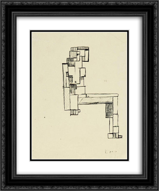 Female nude with hand on her head 20x24 Black Ornate Wood Framed Art Print Poster with Double Matting by Doesburg, Theo van