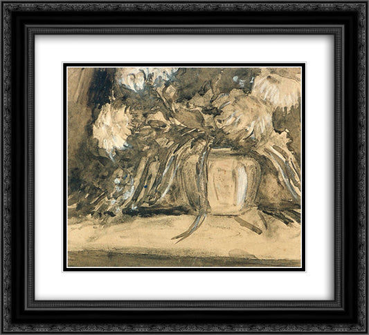 Jar of chrysanthemums 22x20 Black Ornate Wood Framed Art Print Poster with Double Matting by Doesburg, Theo van
