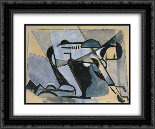 Kneeling nude 24x20 Black Ornate Wood Framed Art Print Poster with Double Matting by Doesburg, Theo van